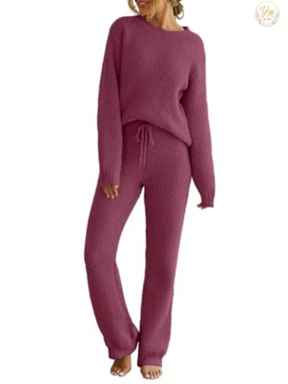 Fuzzy Fleece Lounge Set 2 Piece Pajamas Long Sleeve Knit